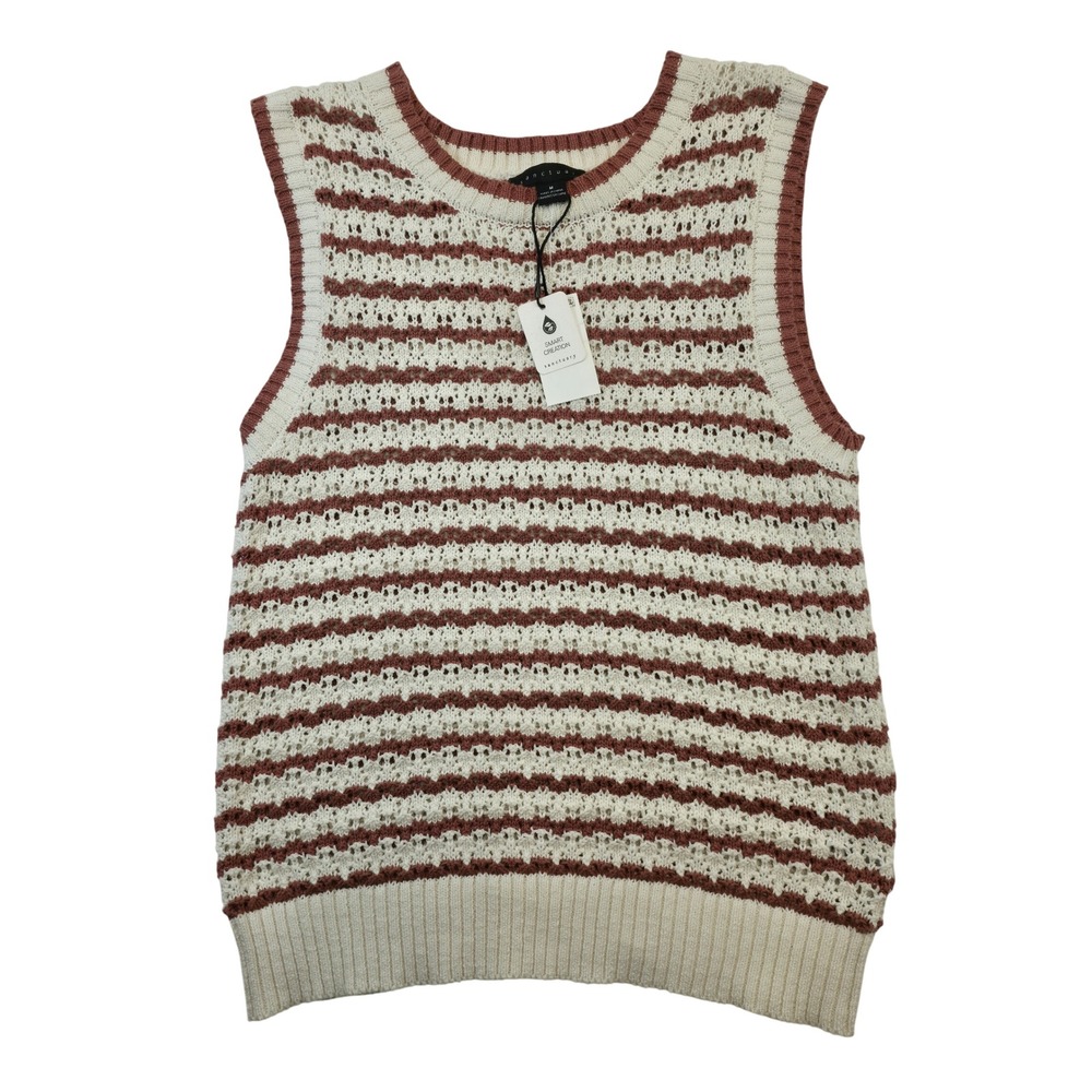 NWT Sanctuary Women's Striped Knit Sweater Vest Cream Rust Size M